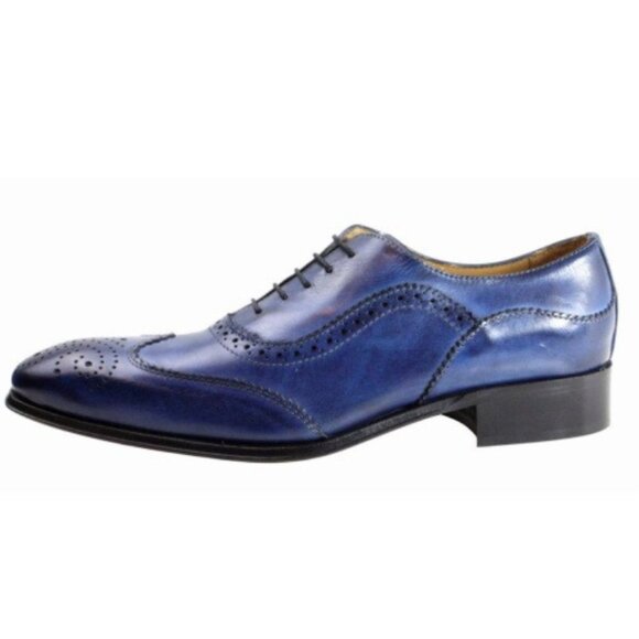 Baki Blue Oxford Italian Leather Shoes